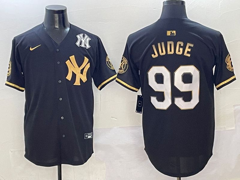 Men New York Yankees #99 Judge Black Gold Five generations Nike 2025 MLB Jersey style 4